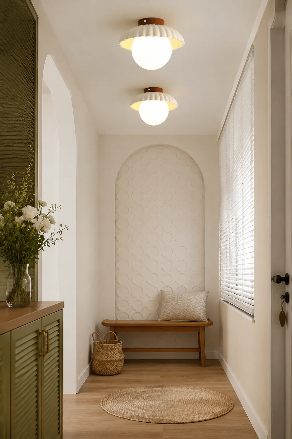 French Creamy Glass Stained Ceiling Light - Lumpaz