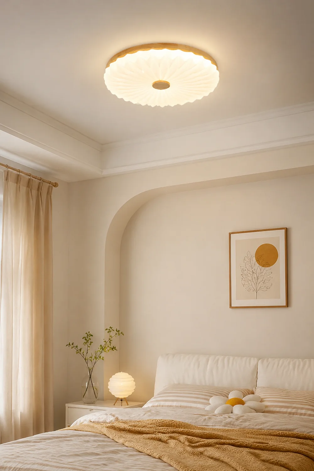 Vintage White Round LED Ceiling Light - Lumpaz