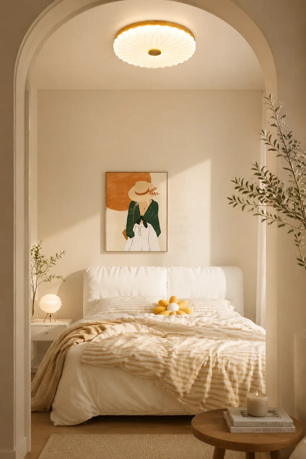 Vintage White Round LED Ceiling Light - Lumpaz
