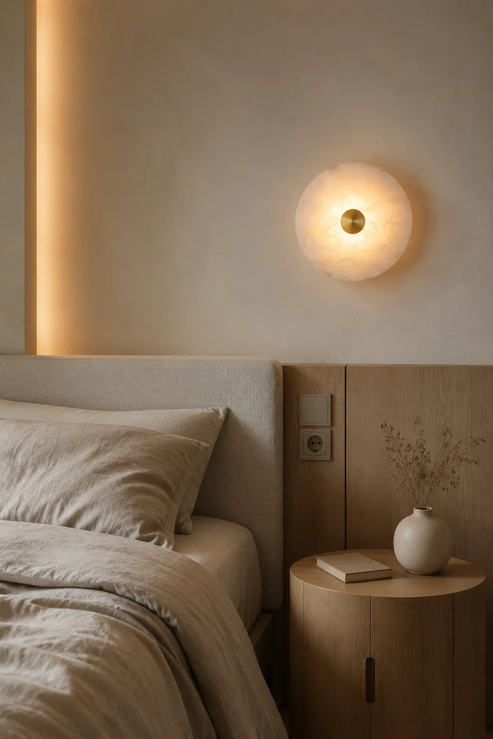 Disc Shaped Alabaster Wall Light - Lumpaz