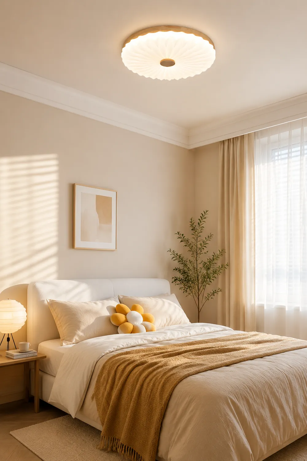 Vintage White Round LED Ceiling Light - Lumpaz