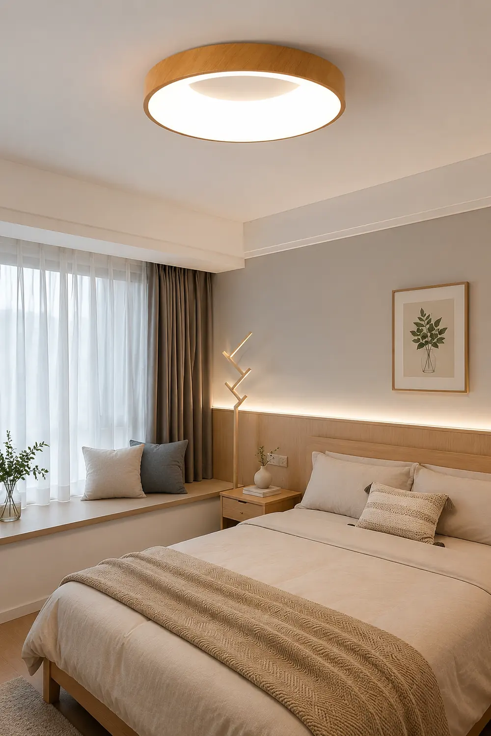 Natural Wood Round LED Ceiling Light - Lumpaz