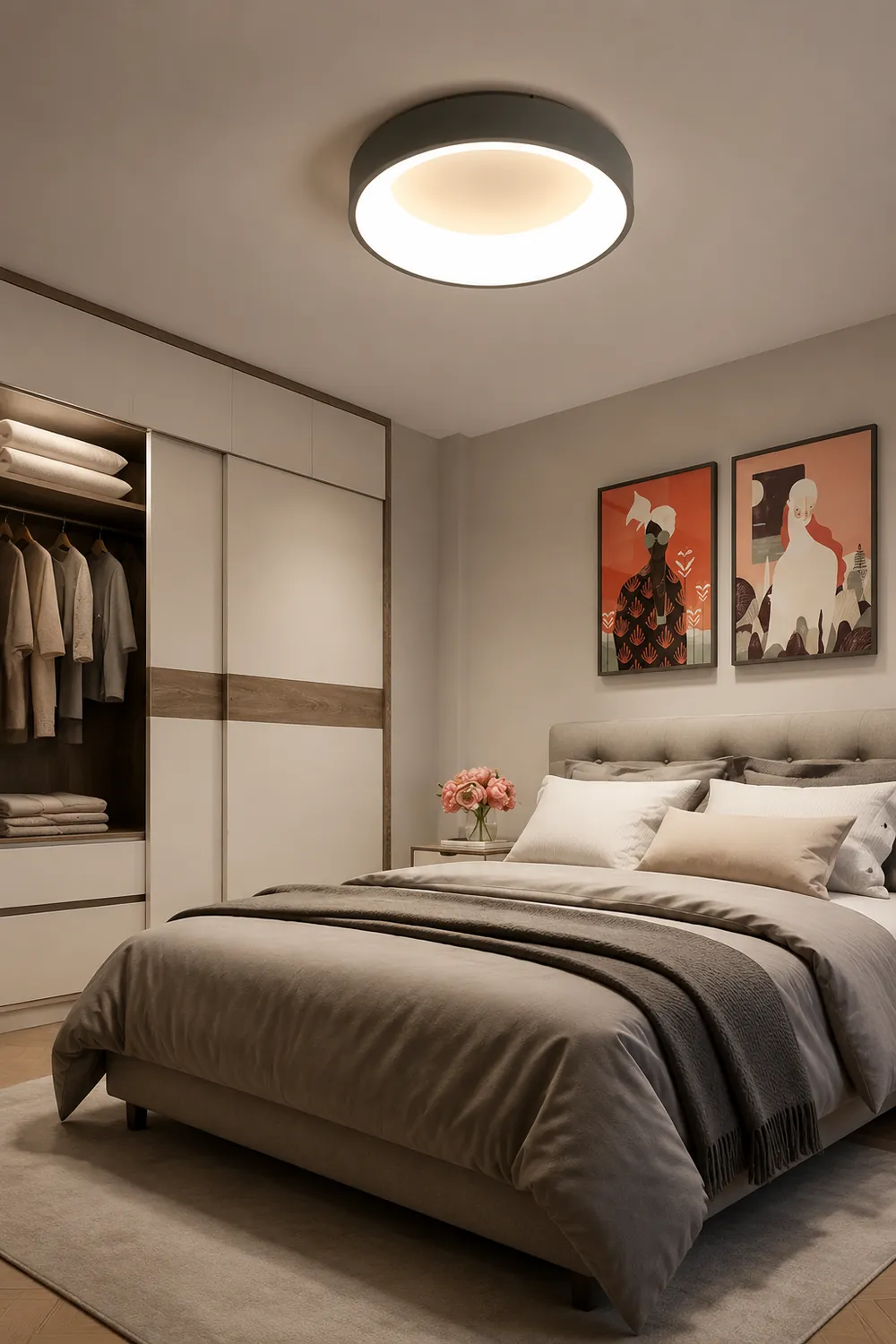 Scandinavian Grey Round LED Ceiling Light - Lumpaz