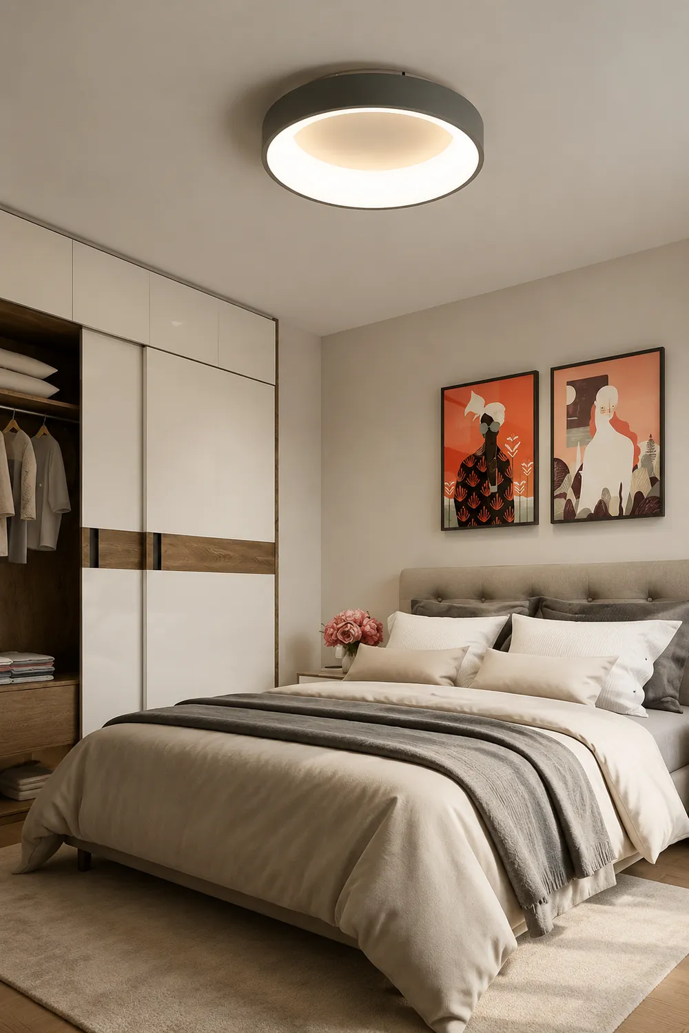 Scandinavian Grey Round LED Ceiling Light - Lumpaz