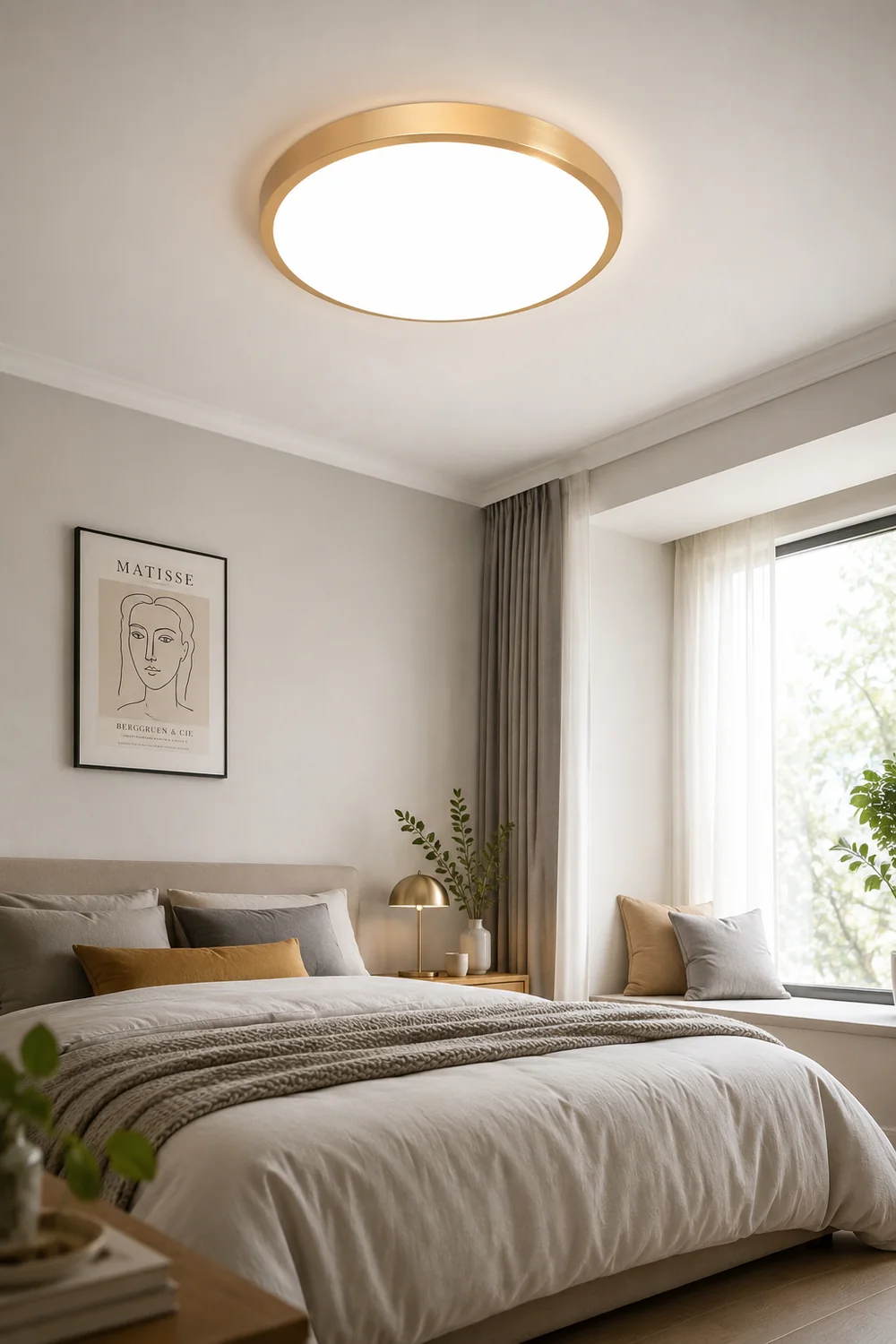 Gold Vintage Round Flush Mount Ceiling Light - Lumpaz