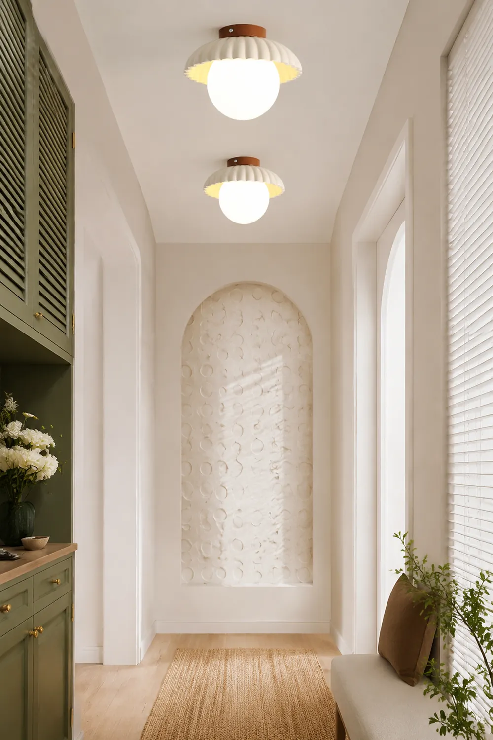 French Creamy Glass Stained Ceiling Light - Lumpaz