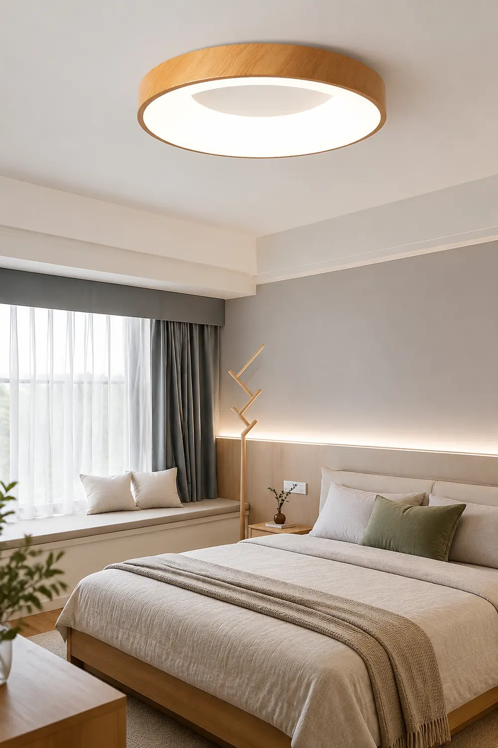 Natural Wood Round LED Ceiling Light - Lumpaz