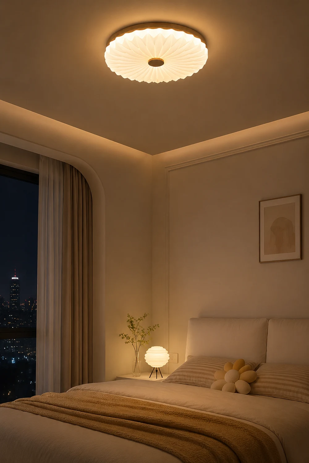 Vintage White Round LED Ceiling Light - Lumpaz