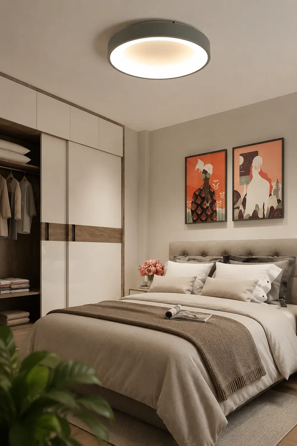 Scandinavian Grey Round LED Ceiling Light - Lumpaz