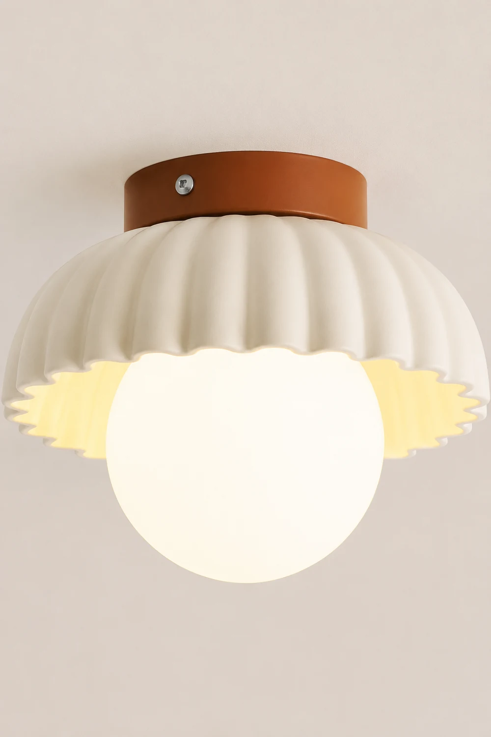 French Creamy Glass Stained Ceiling Light - Lumpaz