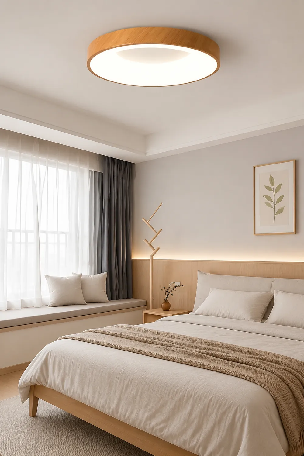 Natural Wood Round LED Ceiling Light - Lumpaz