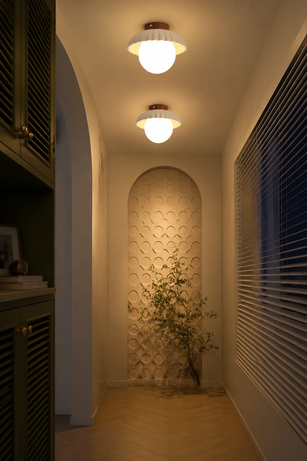 French Creamy Glass Stained Ceiling Light - Lumpaz