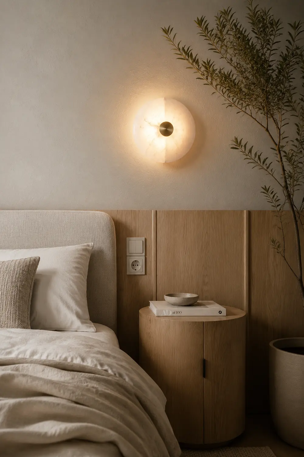 Disc Shaped Alabaster Wall Light - Lumpaz