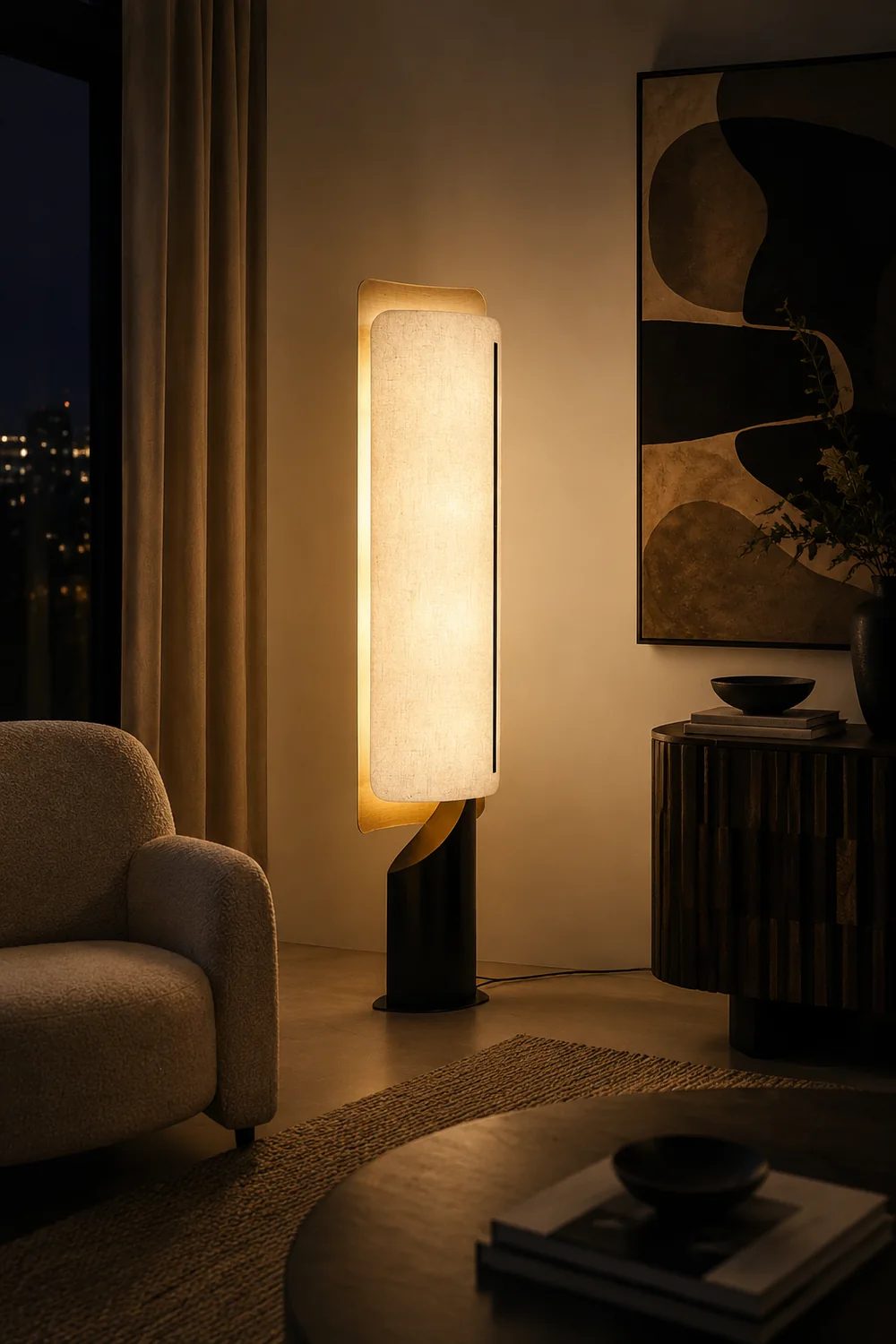 Barrier Linen Floor Lamp - Lumpaz