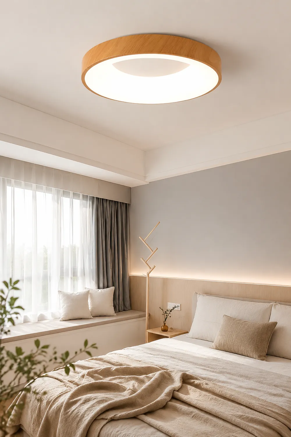 Natural Wood Round LED Ceiling Light - Lumpaz