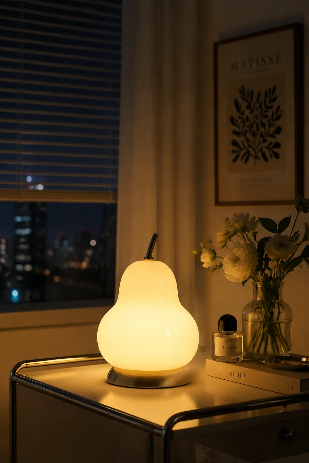 Pear Glass Built-in Battery Table Lamp - Lumpaz