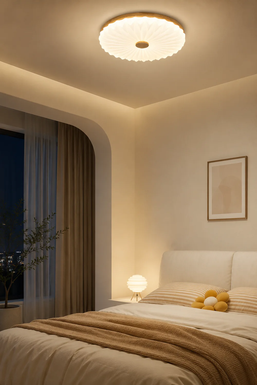 Vintage White Round LED Ceiling Light - Lumpaz