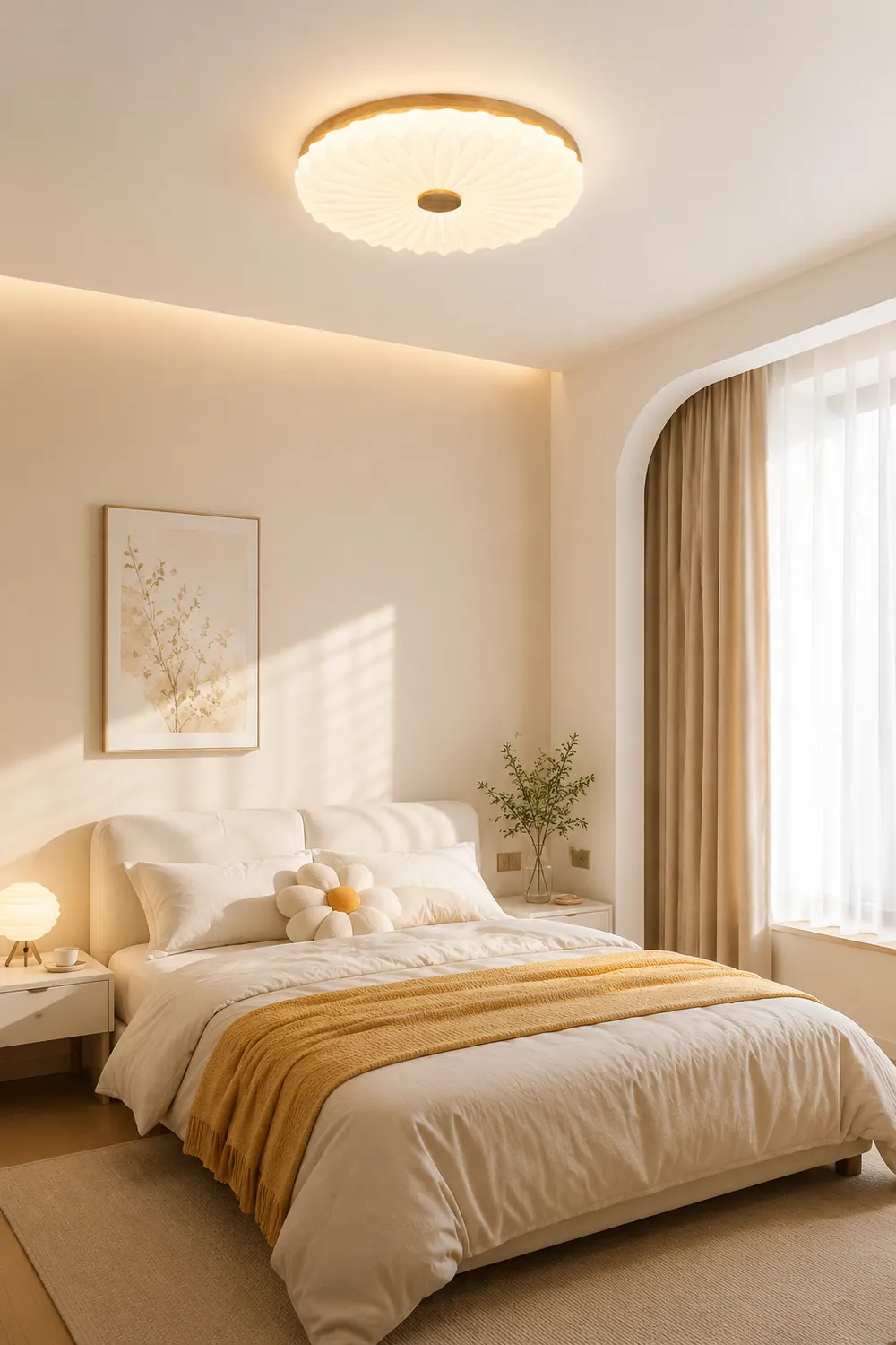 Vintage White Round LED Ceiling Light - Lumpaz