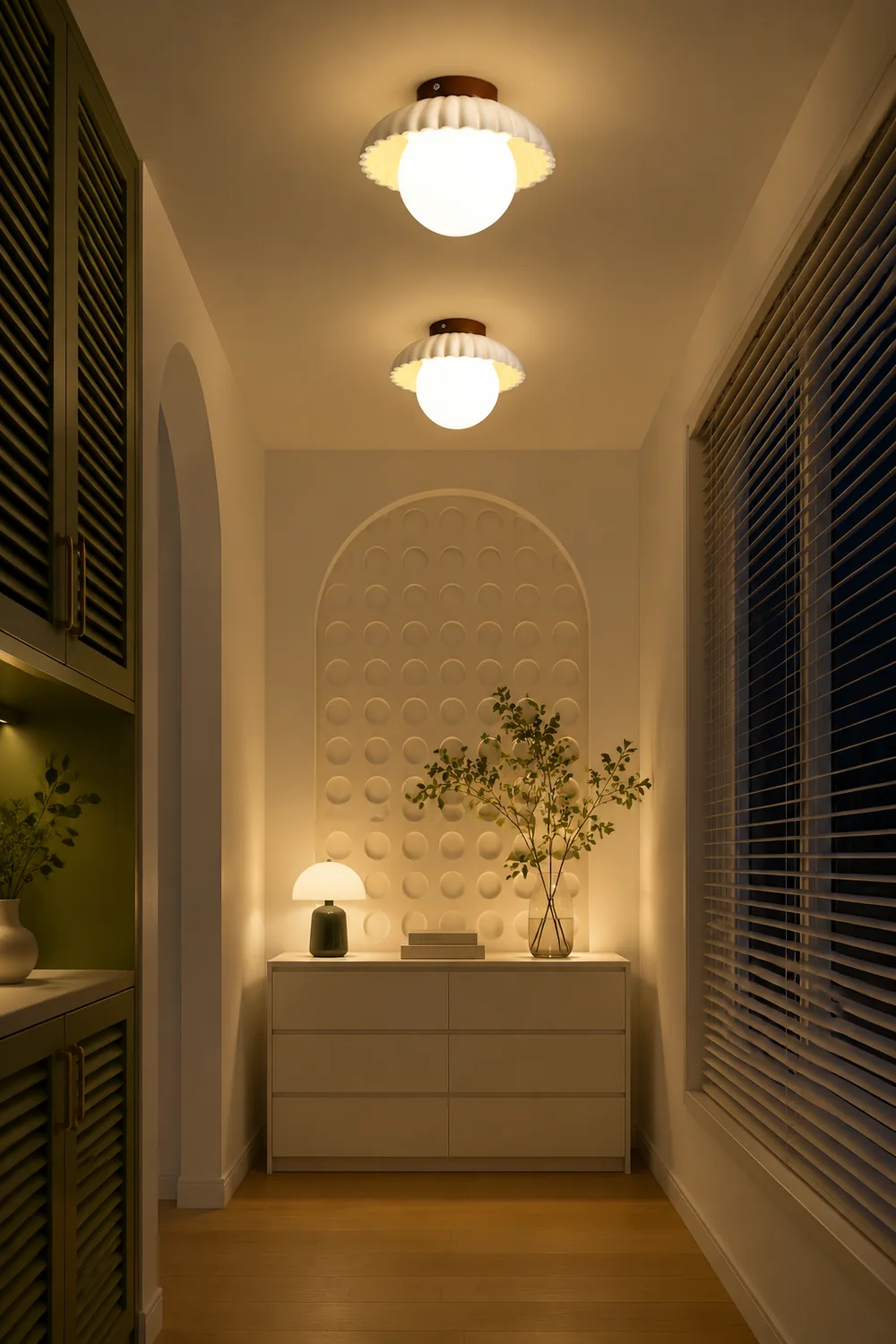 French Creamy Glass Stained Ceiling Light - Lumpaz