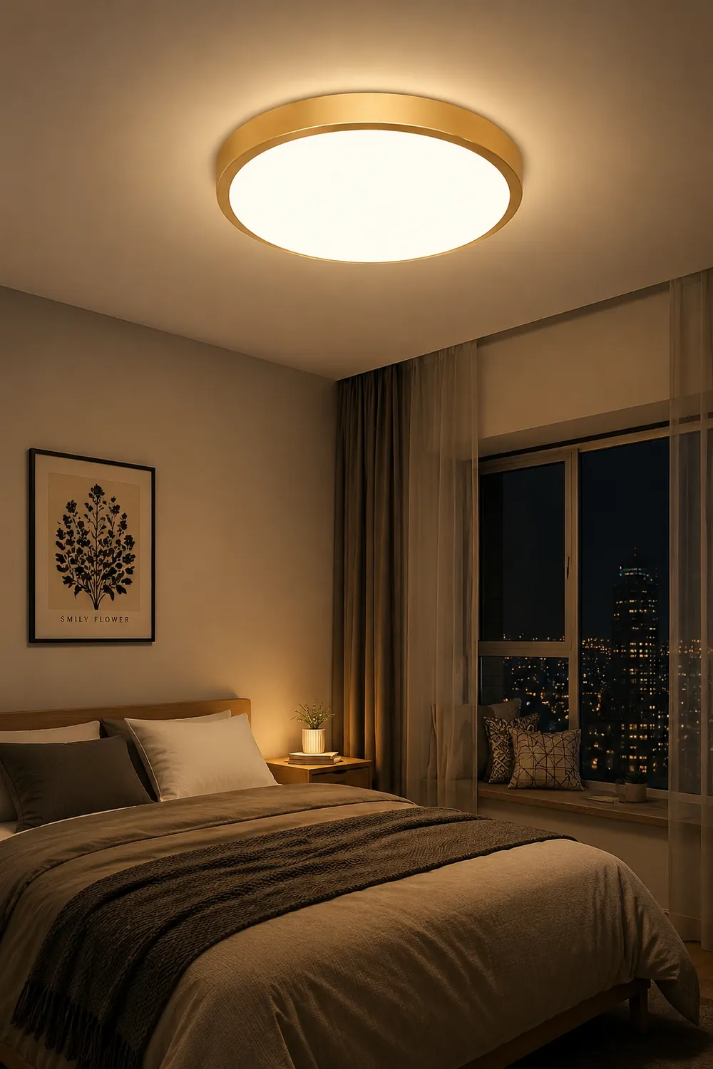 Gold Vintage Round Flush Mount Ceiling Light - Lumpaz