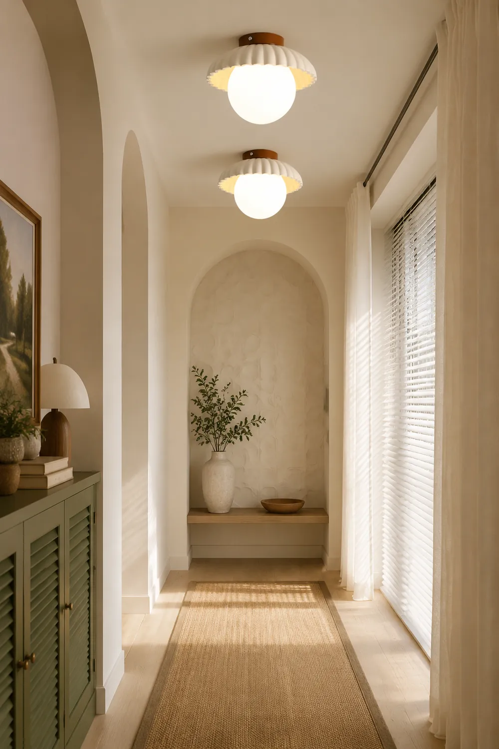 French Creamy Glass Stained Ceiling Light - Lumpaz