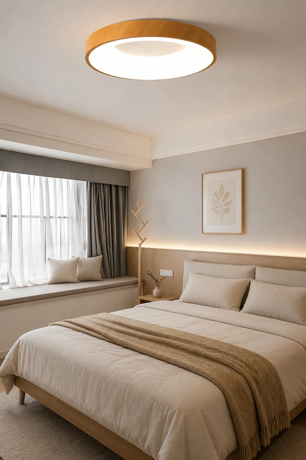 Natural Wood Round LED Ceiling Light - Lumpaz