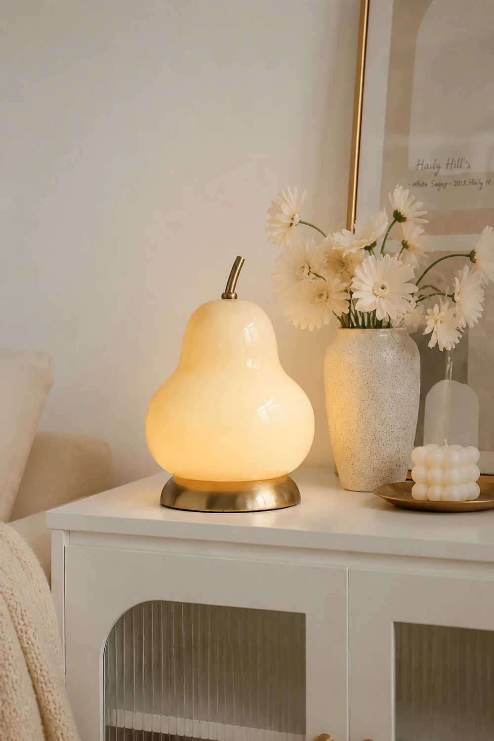 Pear Glass Built-in Battery Table Lamp - Lumpaz