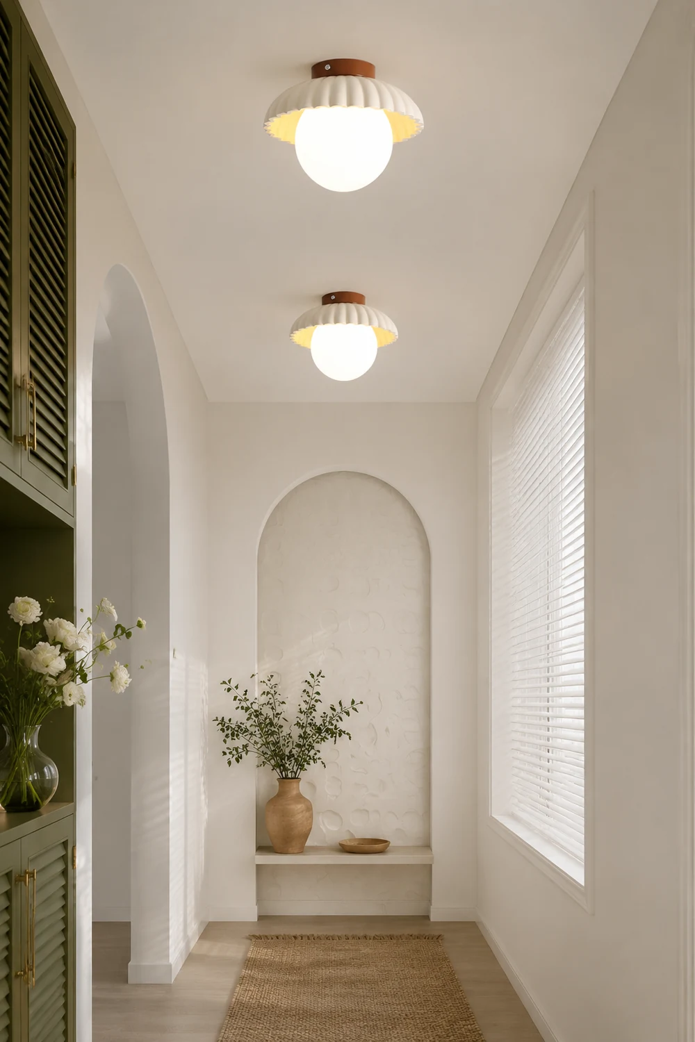 French Creamy Glass Stained Ceiling Light - Lumpaz
