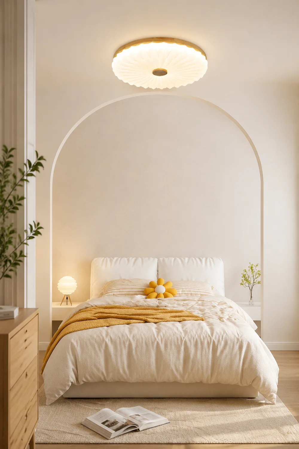 Vintage White Round LED Ceiling Light - Lumpaz