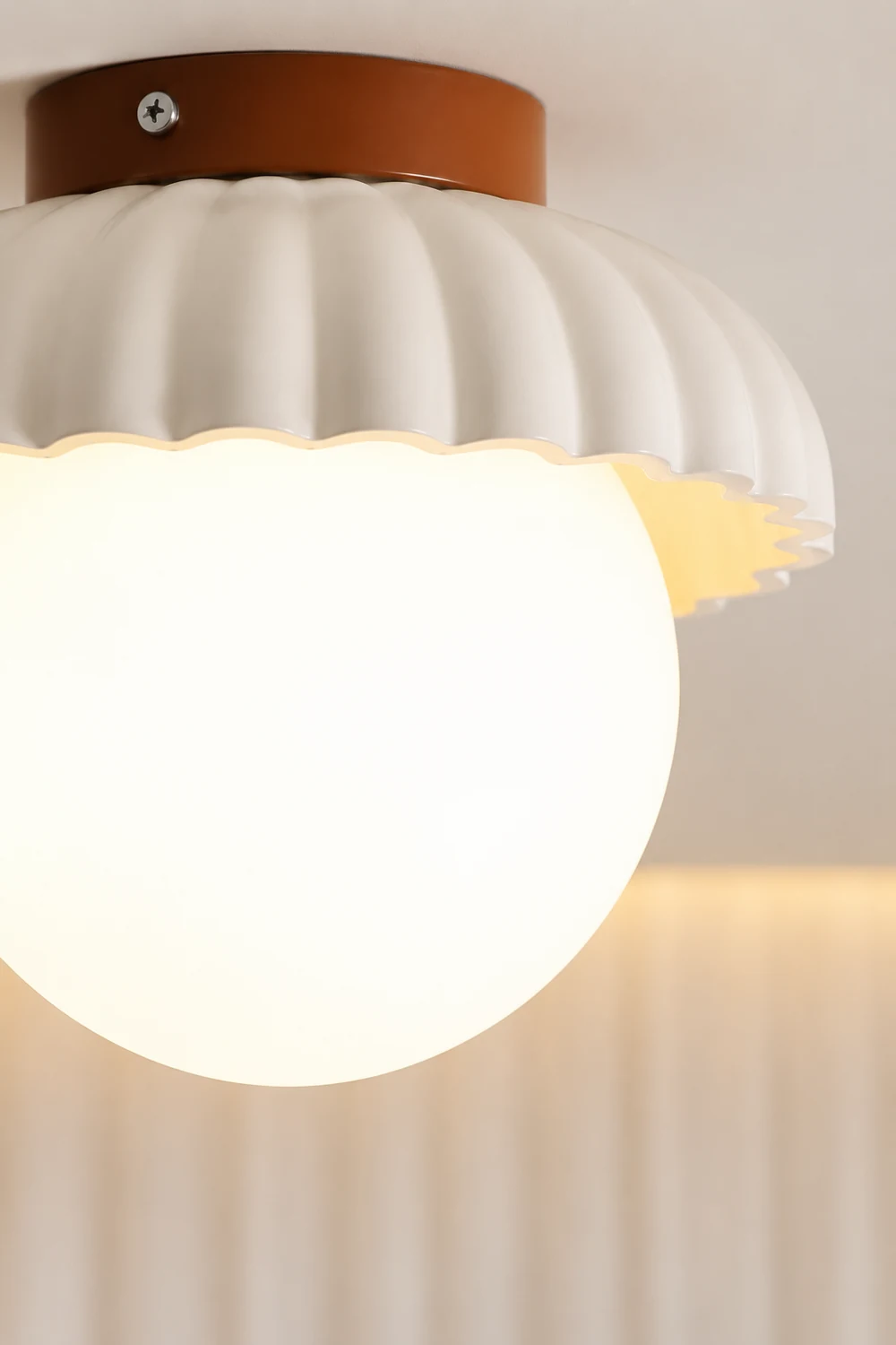 French Creamy Glass Stained Ceiling Light - Lumpaz