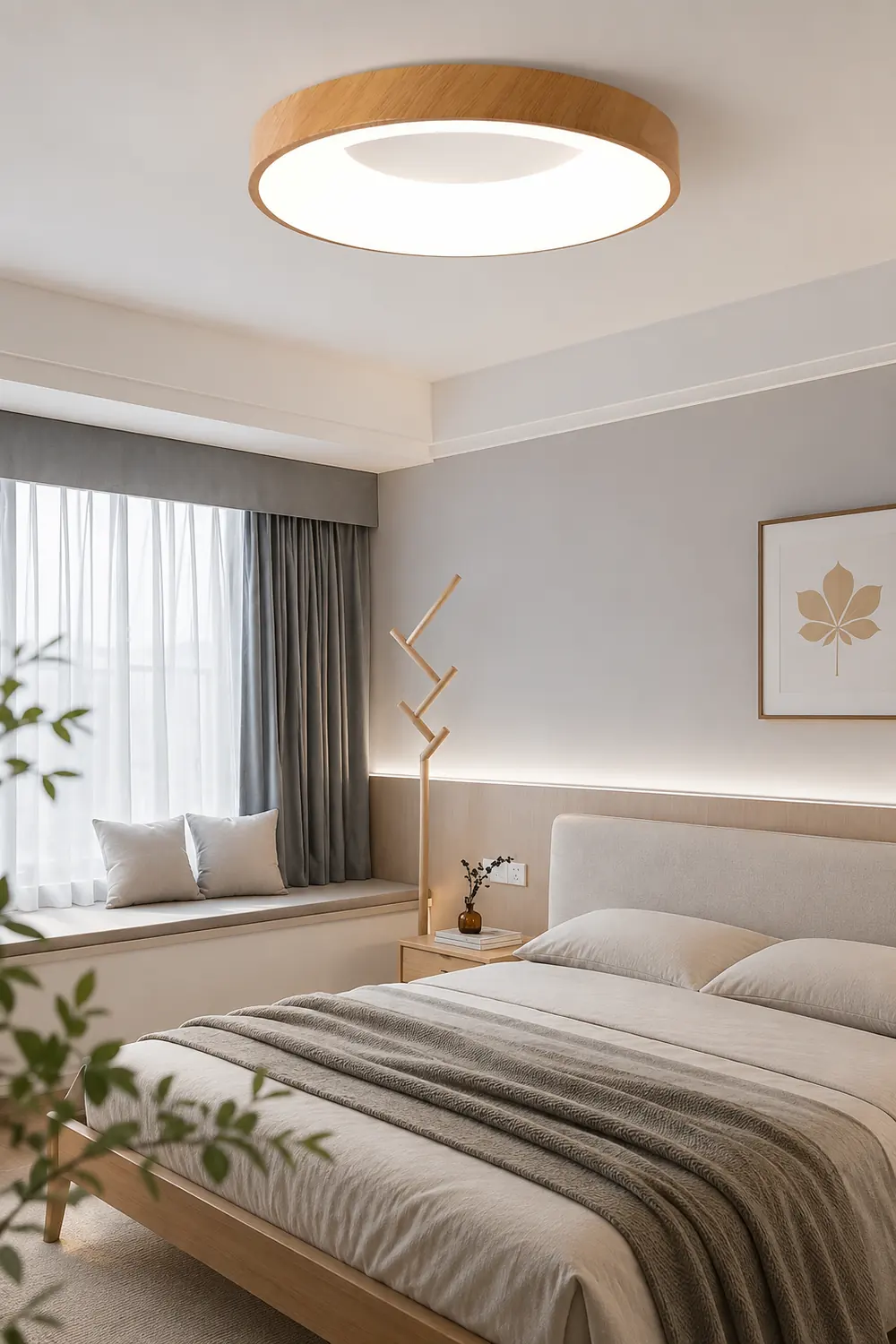 Natural Wood Round LED Ceiling Light - Lumpaz
