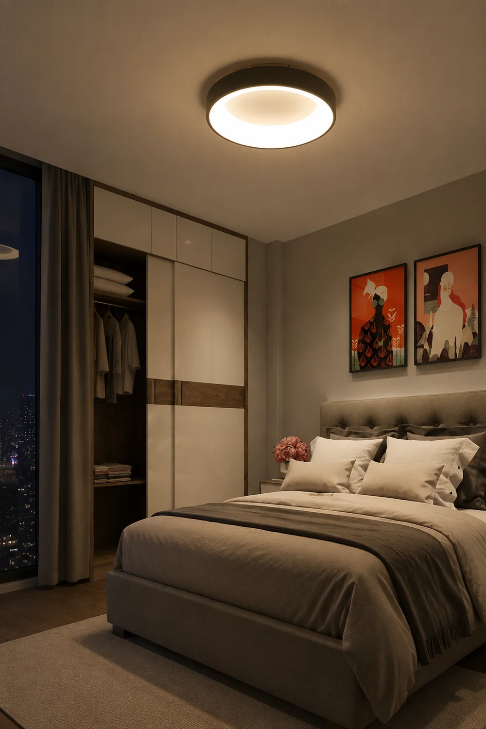 Scandinavian Grey Round LED Ceiling Light - Lumpaz