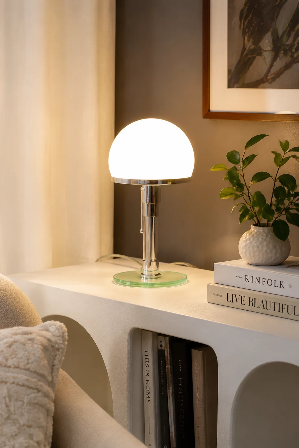 Hemispherical Chrome Table Lamp - Lumpaz