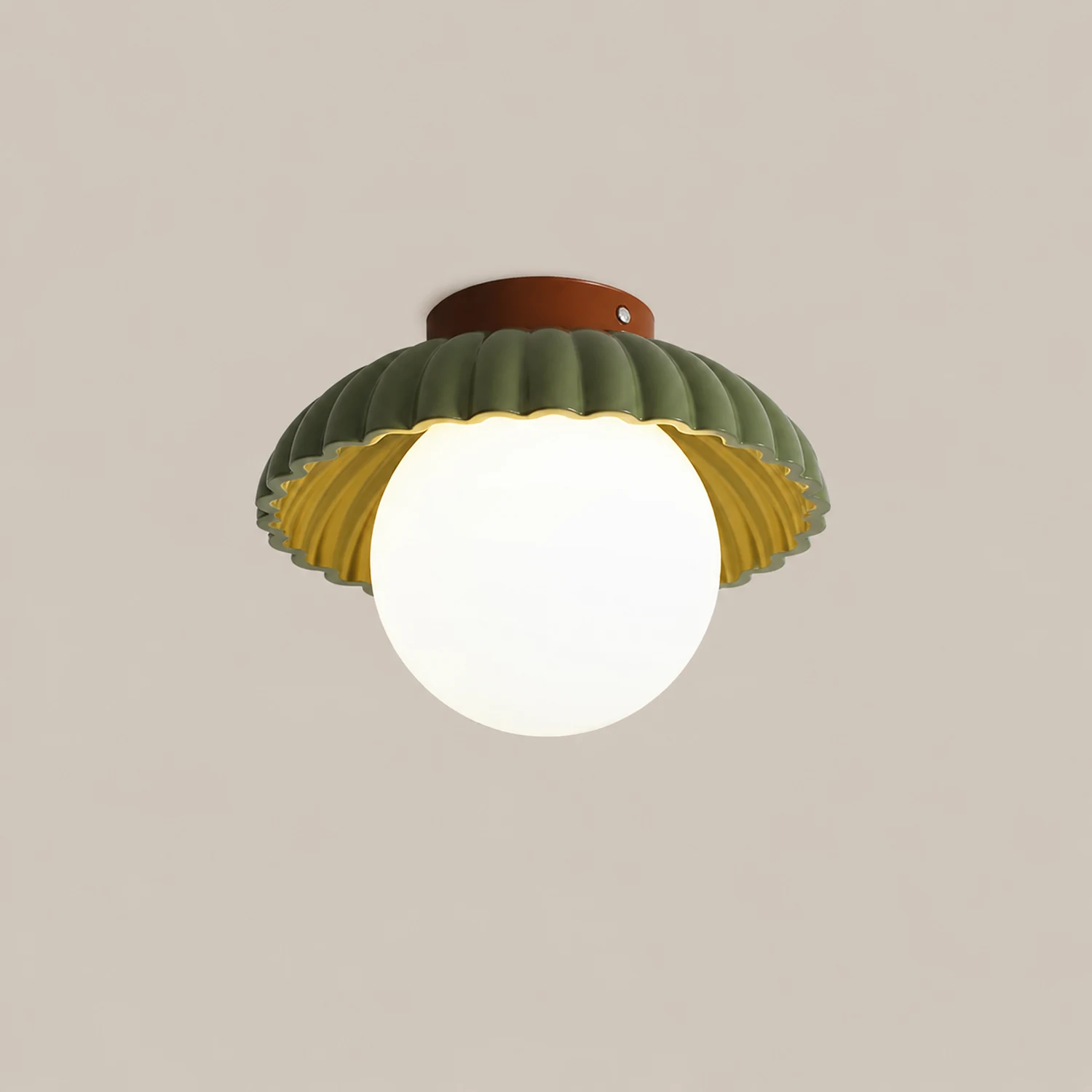 French Creamy Glass Stained Ceiling Light - Lumpaz