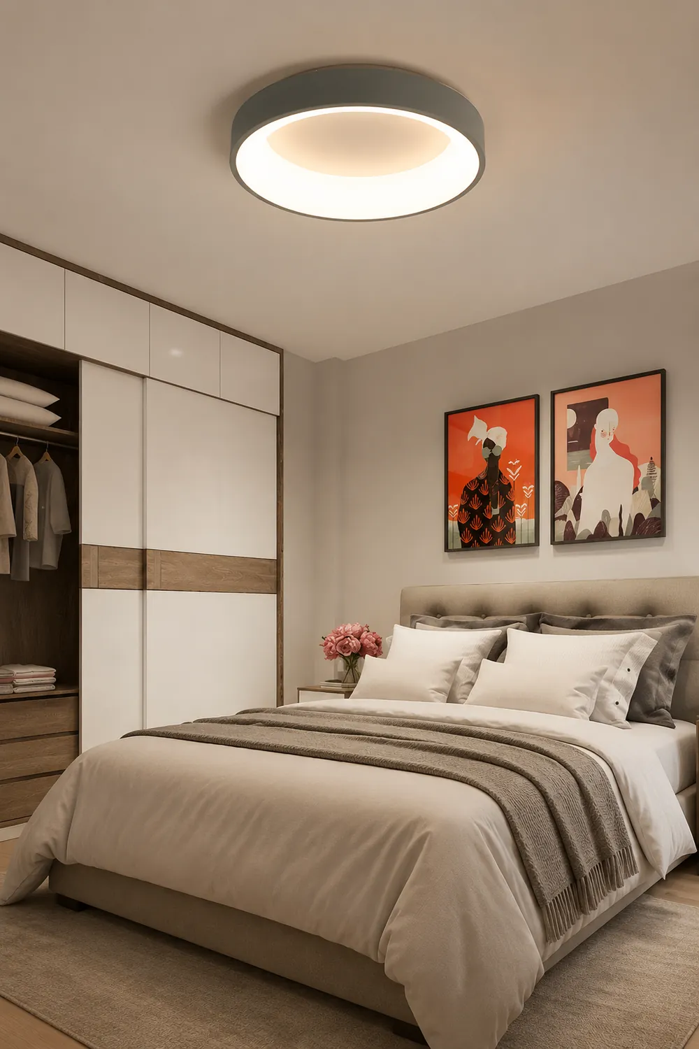 Scandinavian Grey Round LED Ceiling Light - Lumpaz