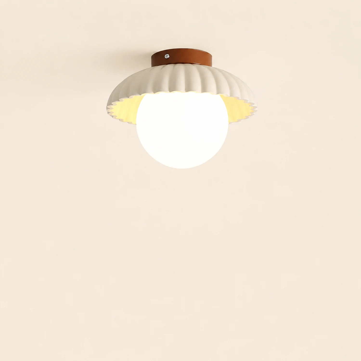 French Creamy Glass Stained Ceiling Light - Lumpaz