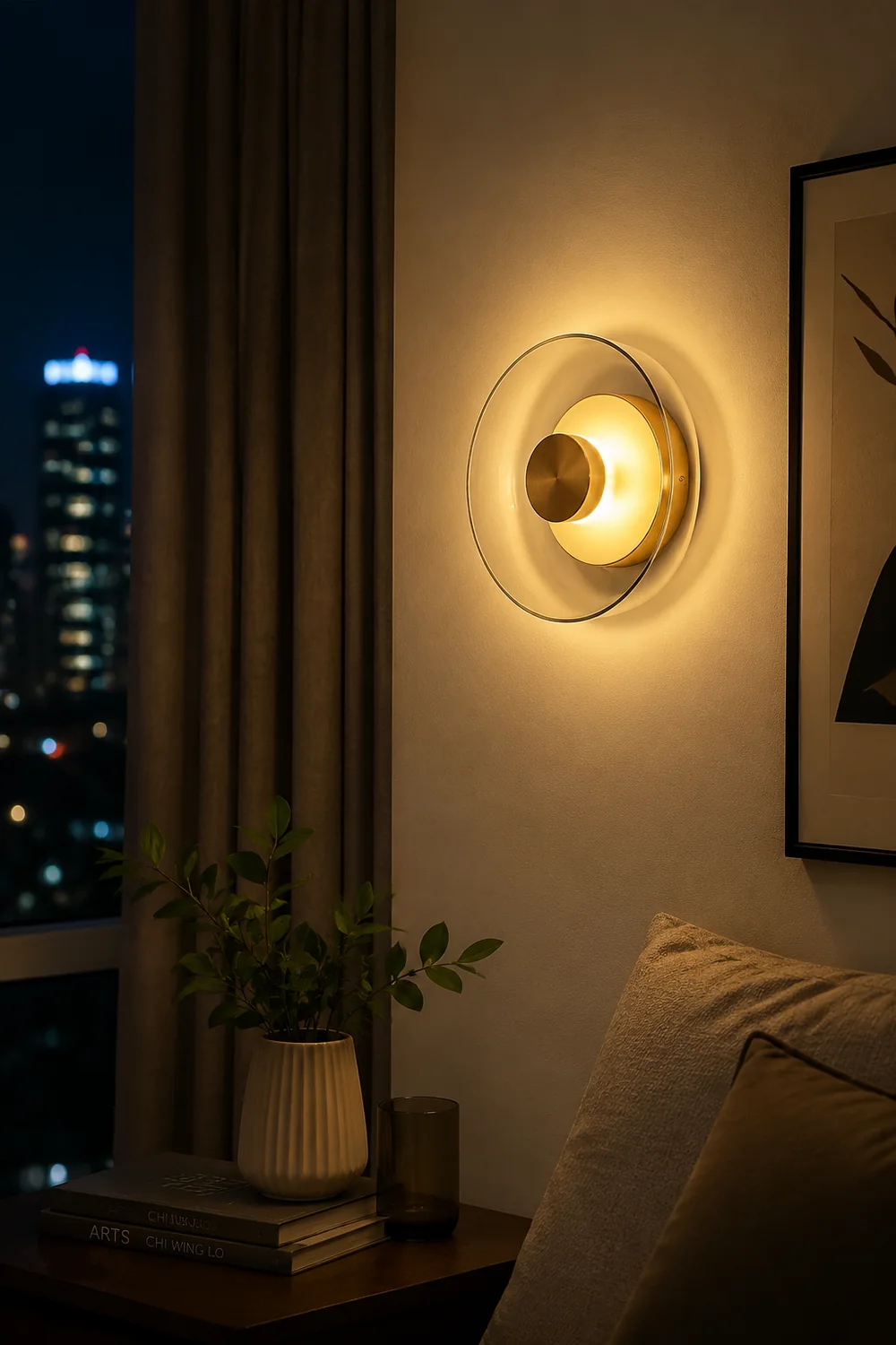 Modern Clear Round LED Glass Wall Sconce - Lumpaz