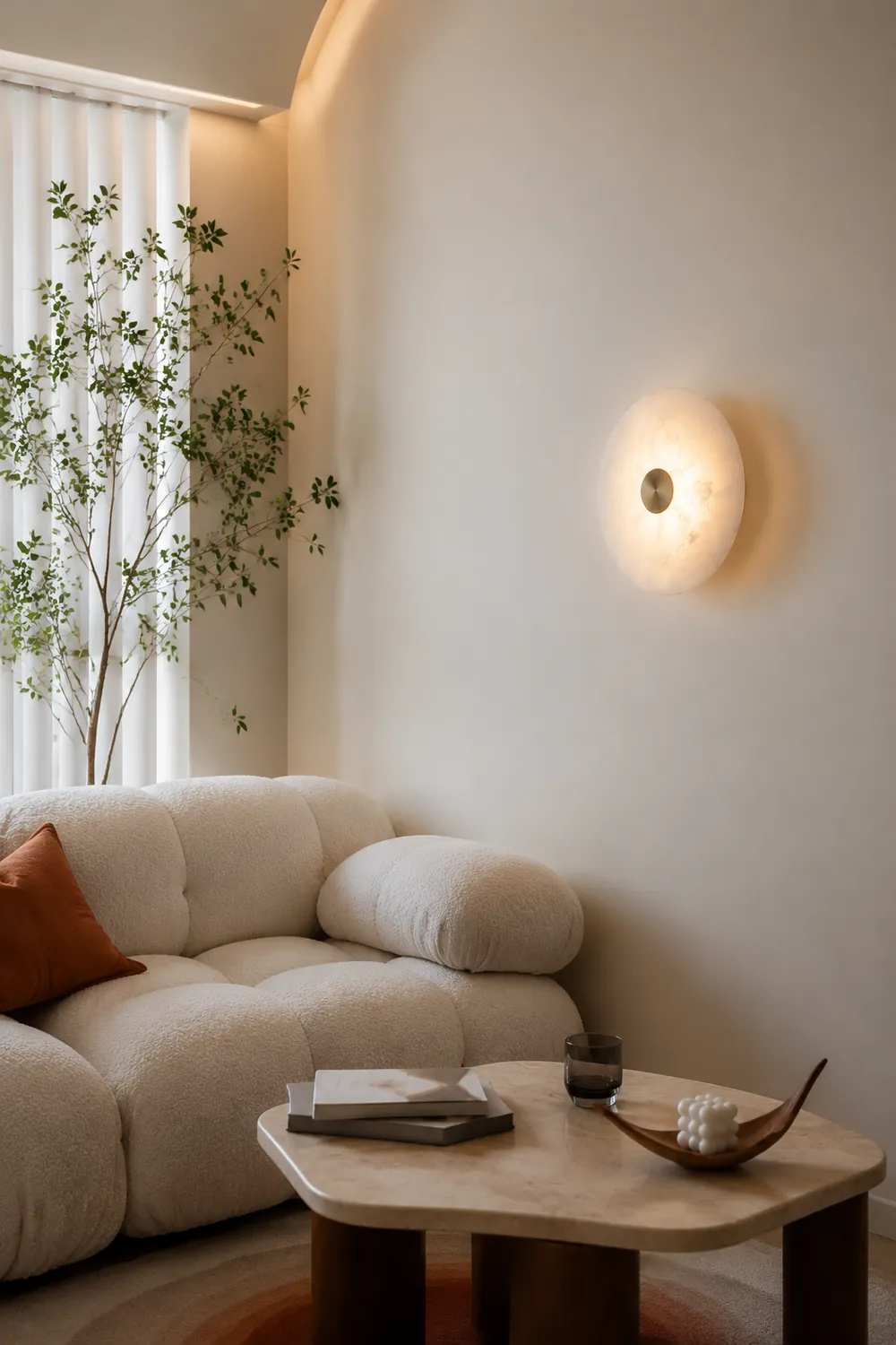 Disc Shaped Alabaster Wall Light - Lumpaz