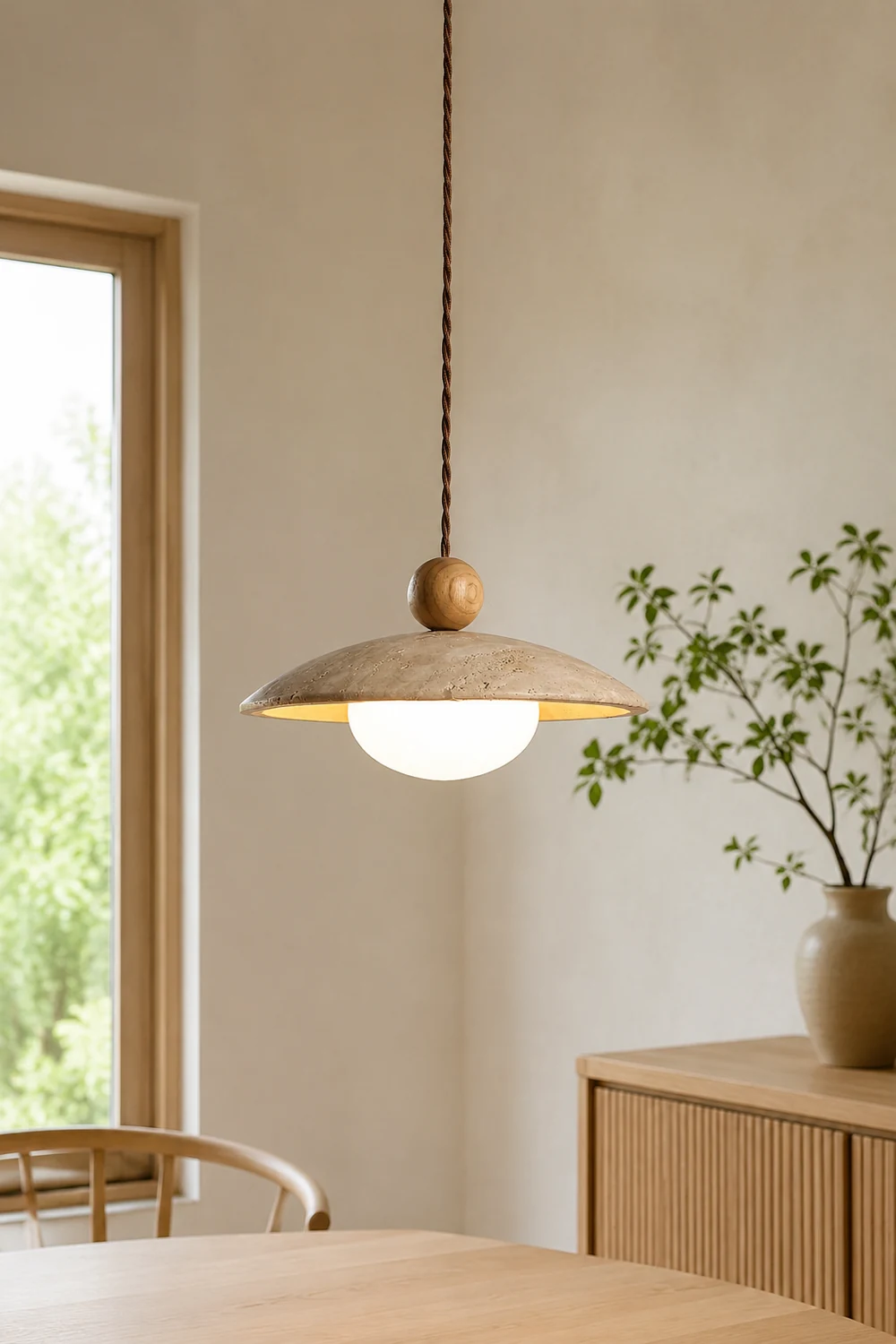 Scandinavian Travertine Disc Pendant Lamp - Lumpaz