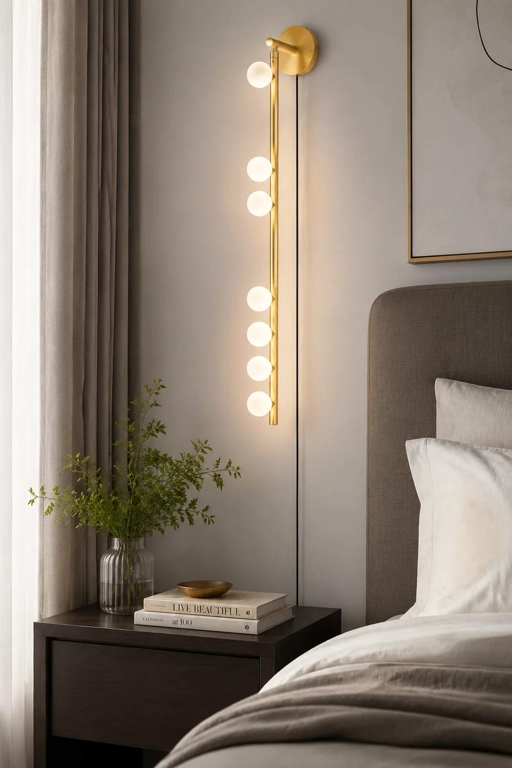 Brass Glass Tube Plug-in Wall Lamp - Lumpaz