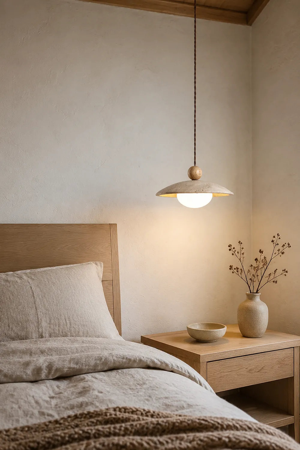 Scandinavian Travertine Disc Pendant Lamp - Lumpaz