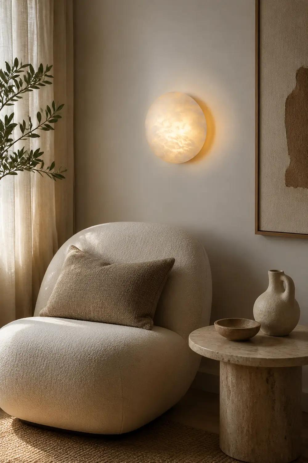 Lunar Glow Alabaster Wall Light - Lumpaz