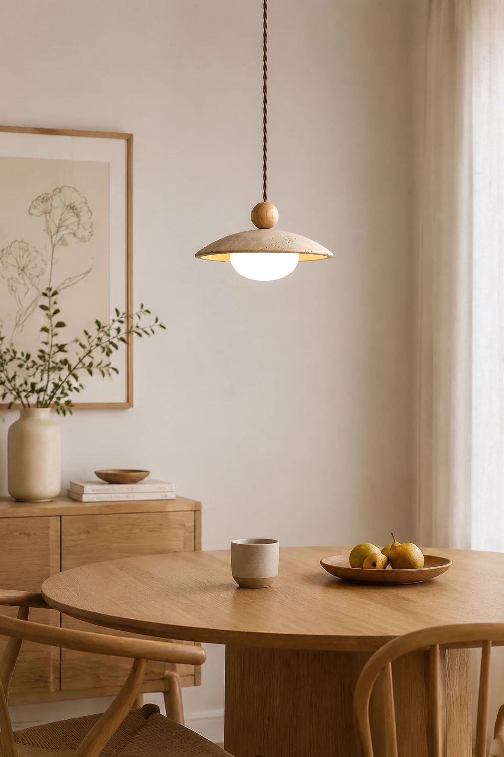 Scandinavian Travertine Disc Pendant Lamp - Lumpaz