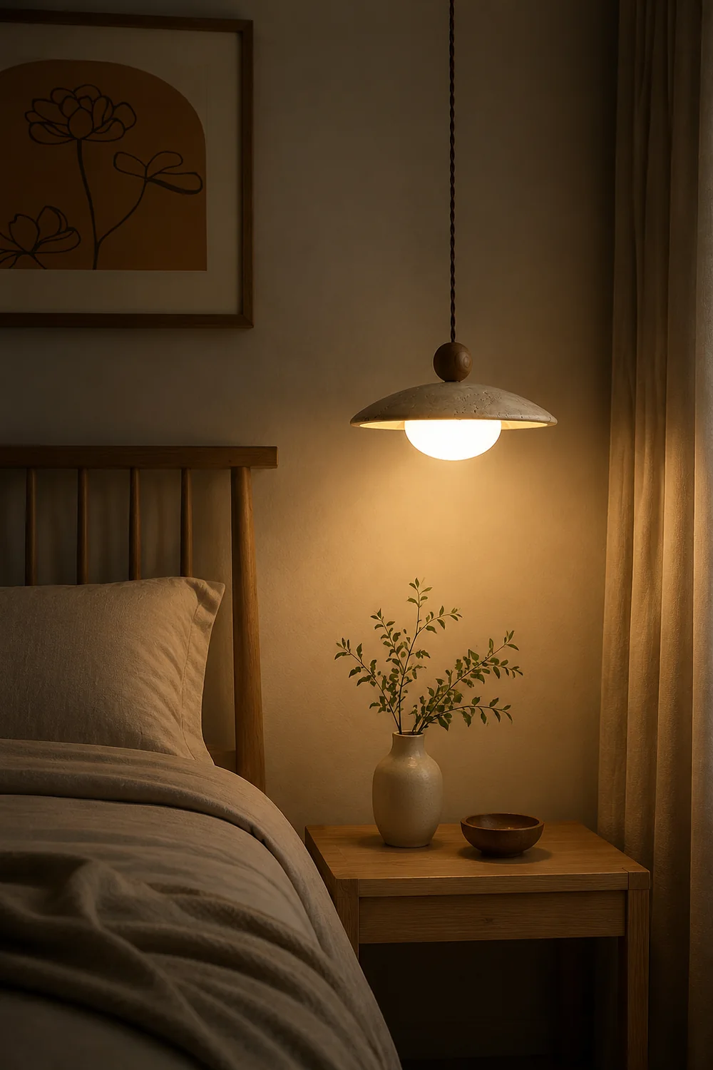 Scandinavian Travertine Disc Pendant Lamp - Lumpaz