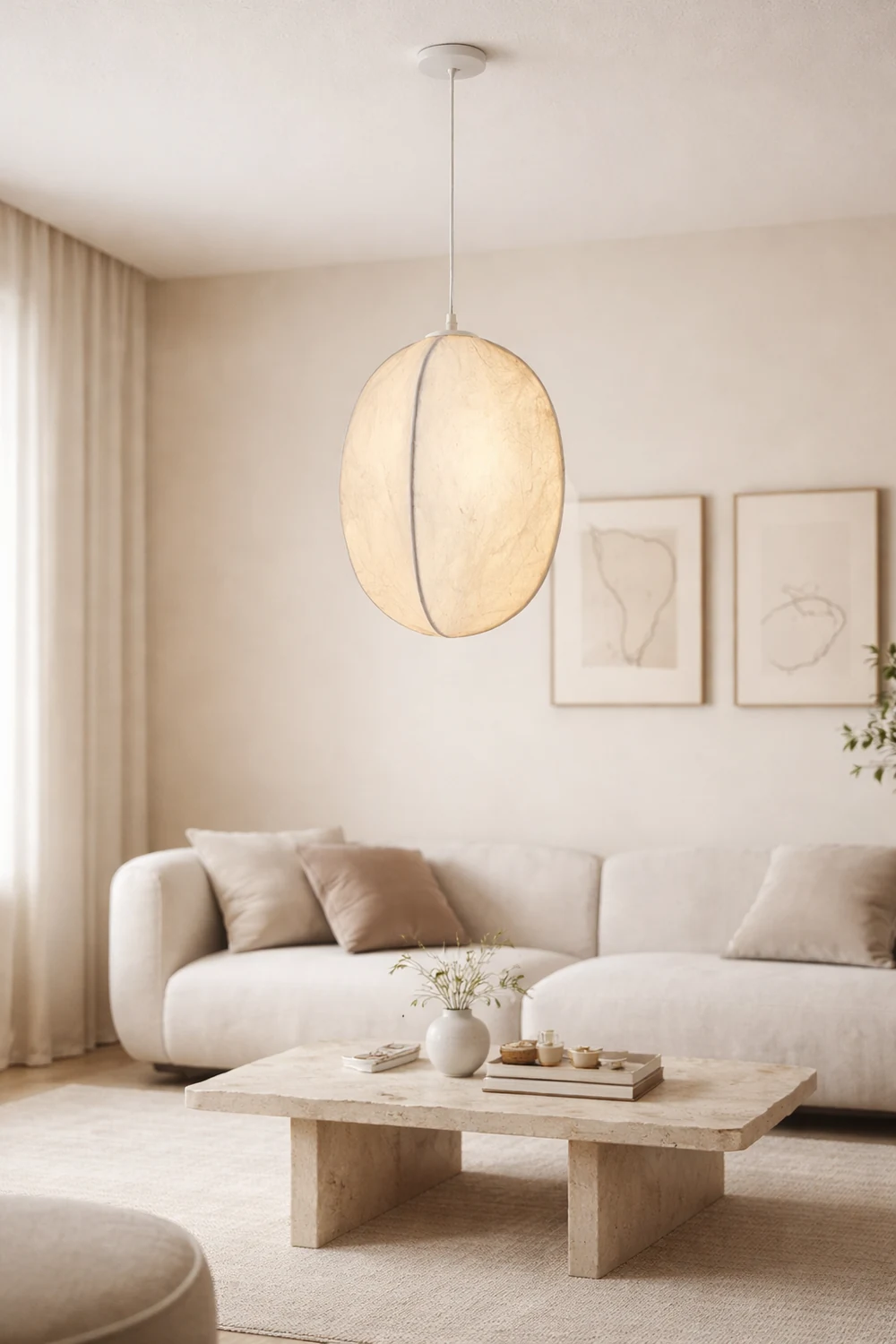 Lilian Silk Sphere Pendant Lamp - Lumpaz