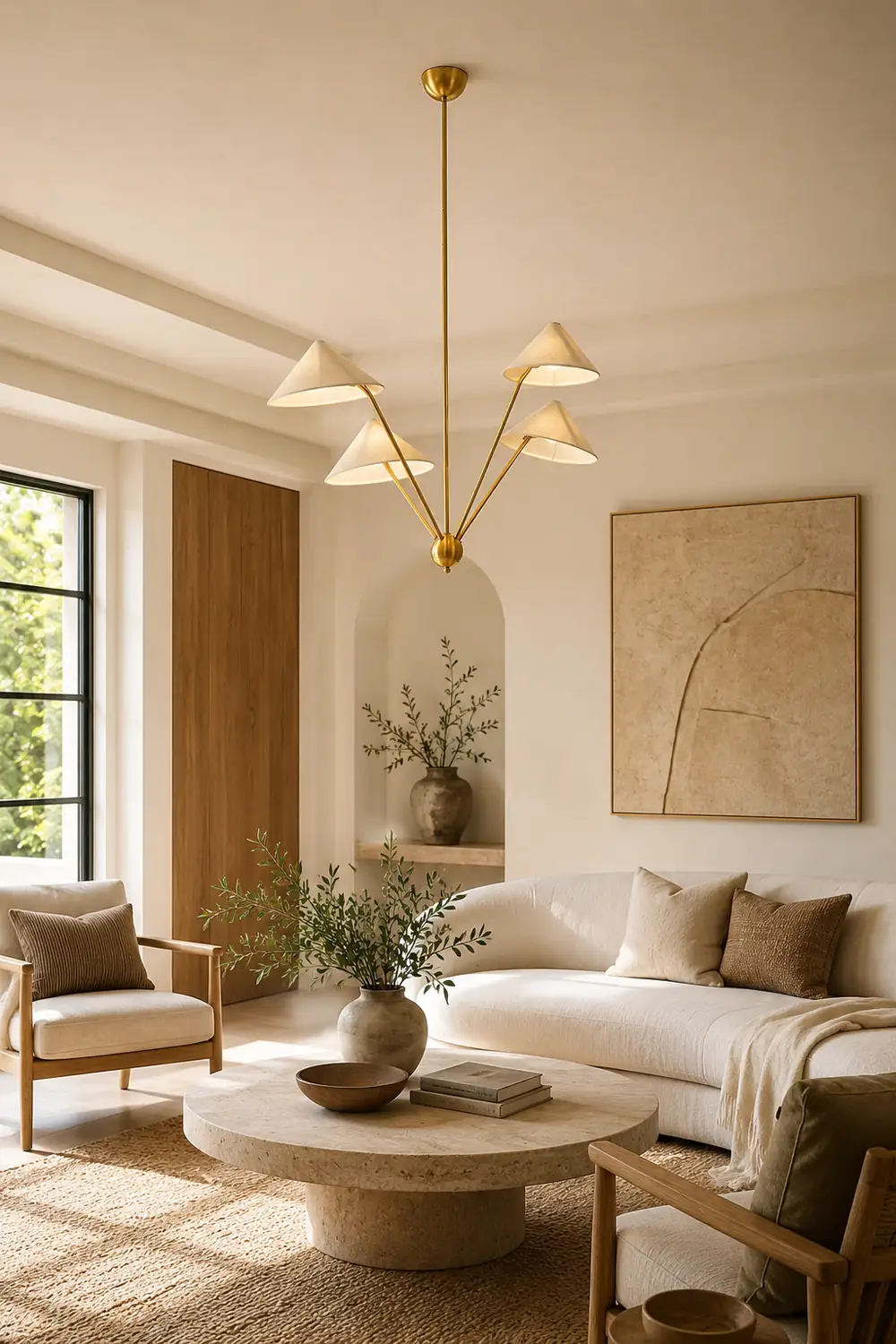 5-Arm Fabric Cone Chandelier - Lumpaz
