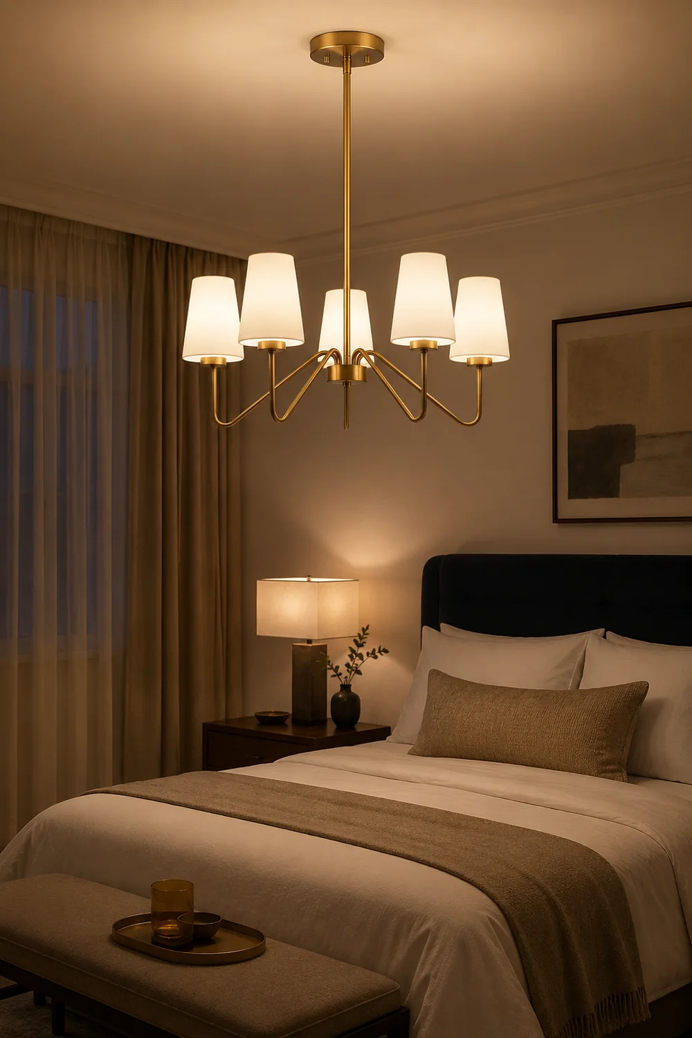 Simple brass five-head chandelier - Lumpaz