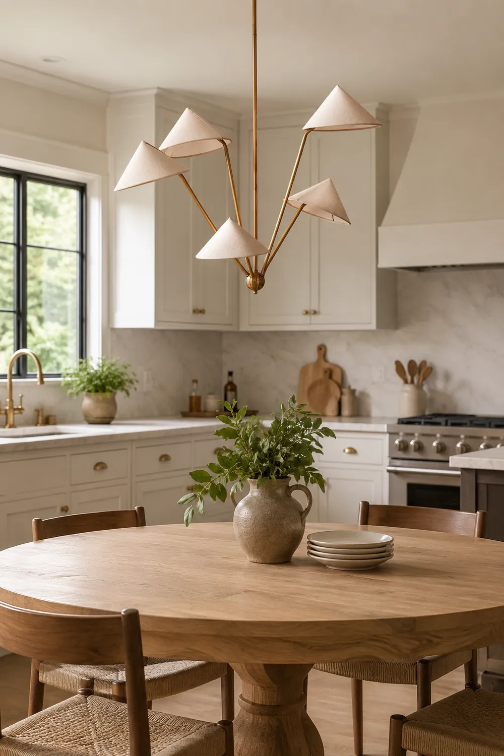 5-Arm Fabric Cone Chandelier - Lumpaz