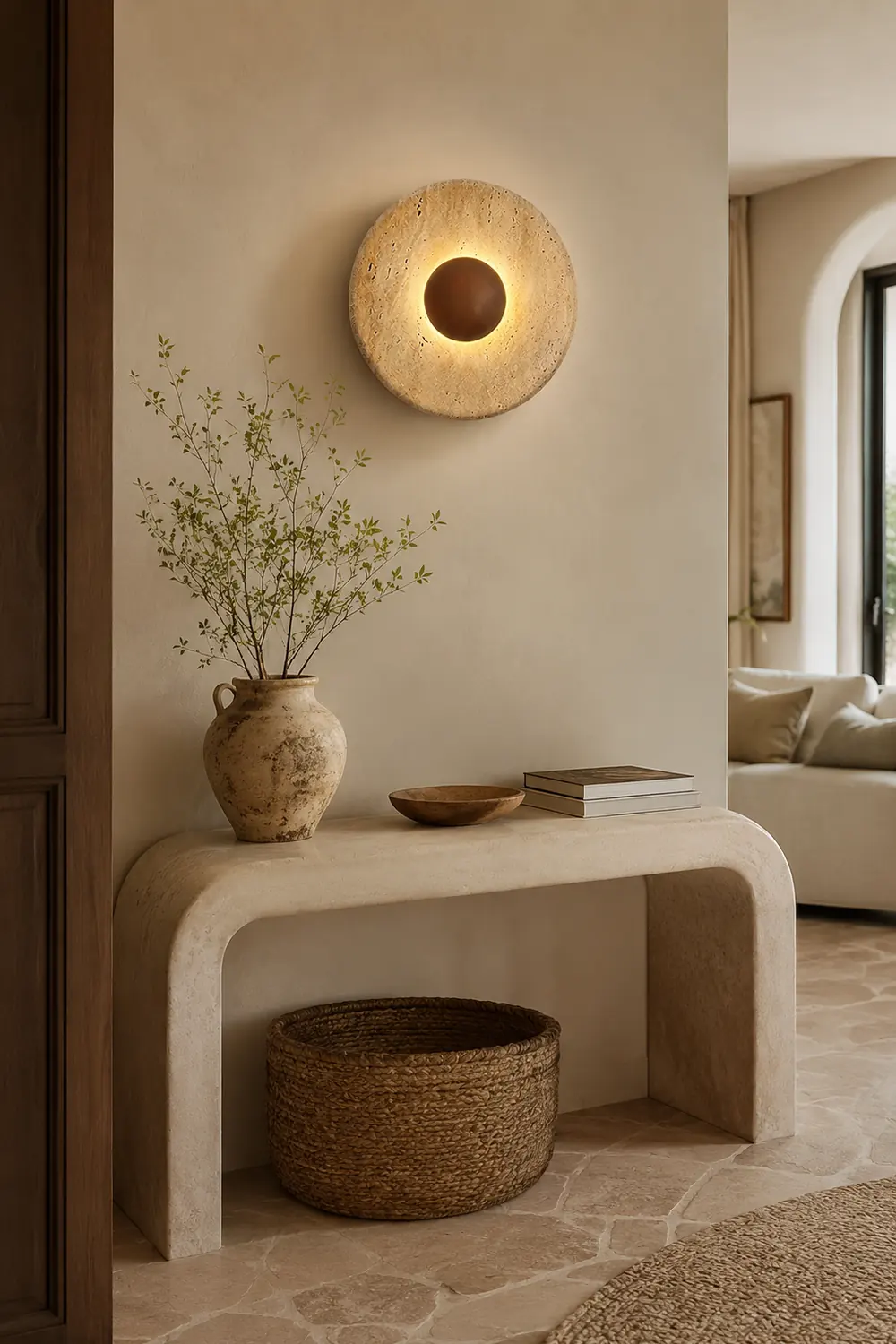 Halo Travertine Wall Light - Lumpaz