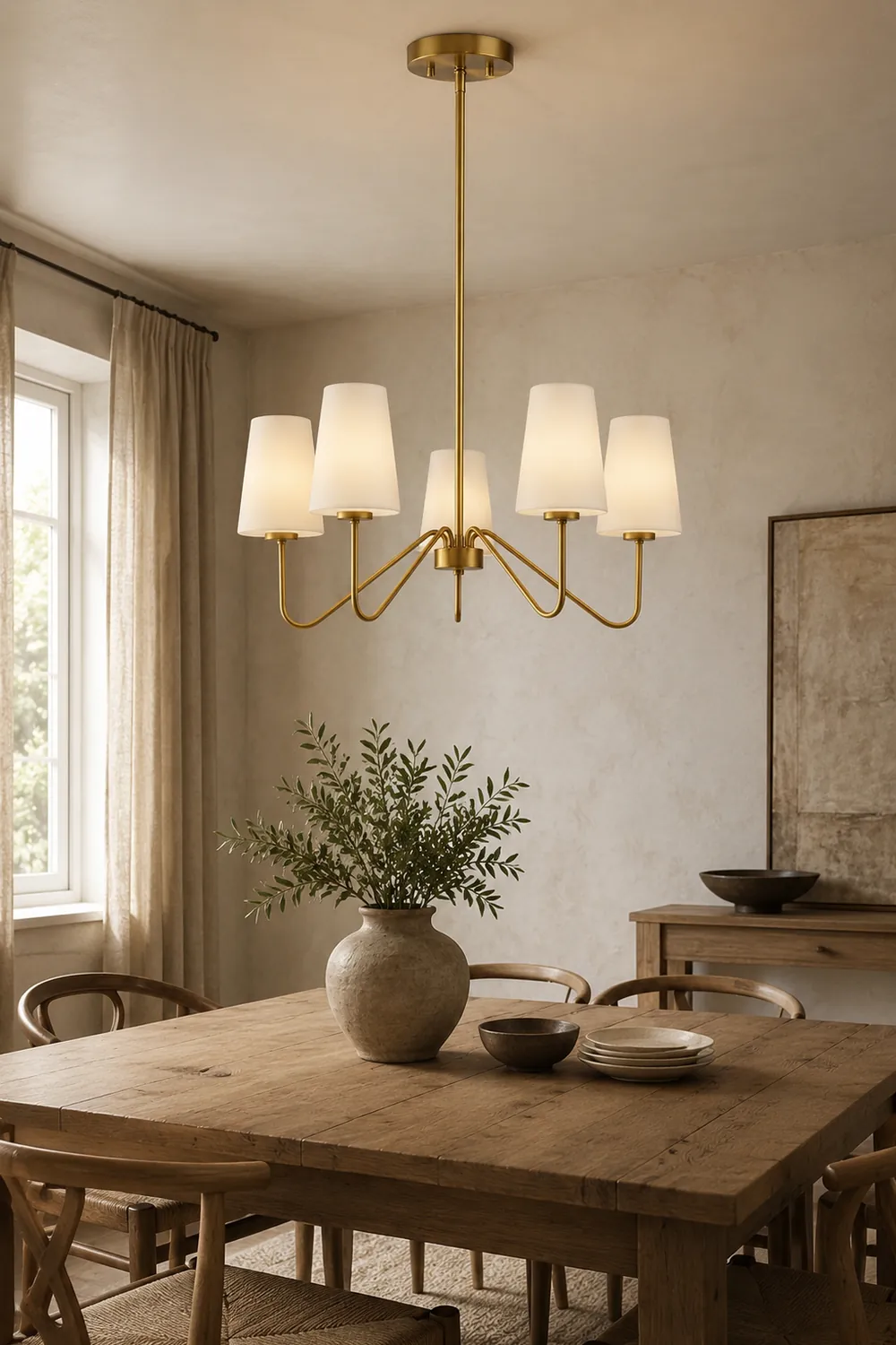 Simple brass five-head chandelier - Lumpaz